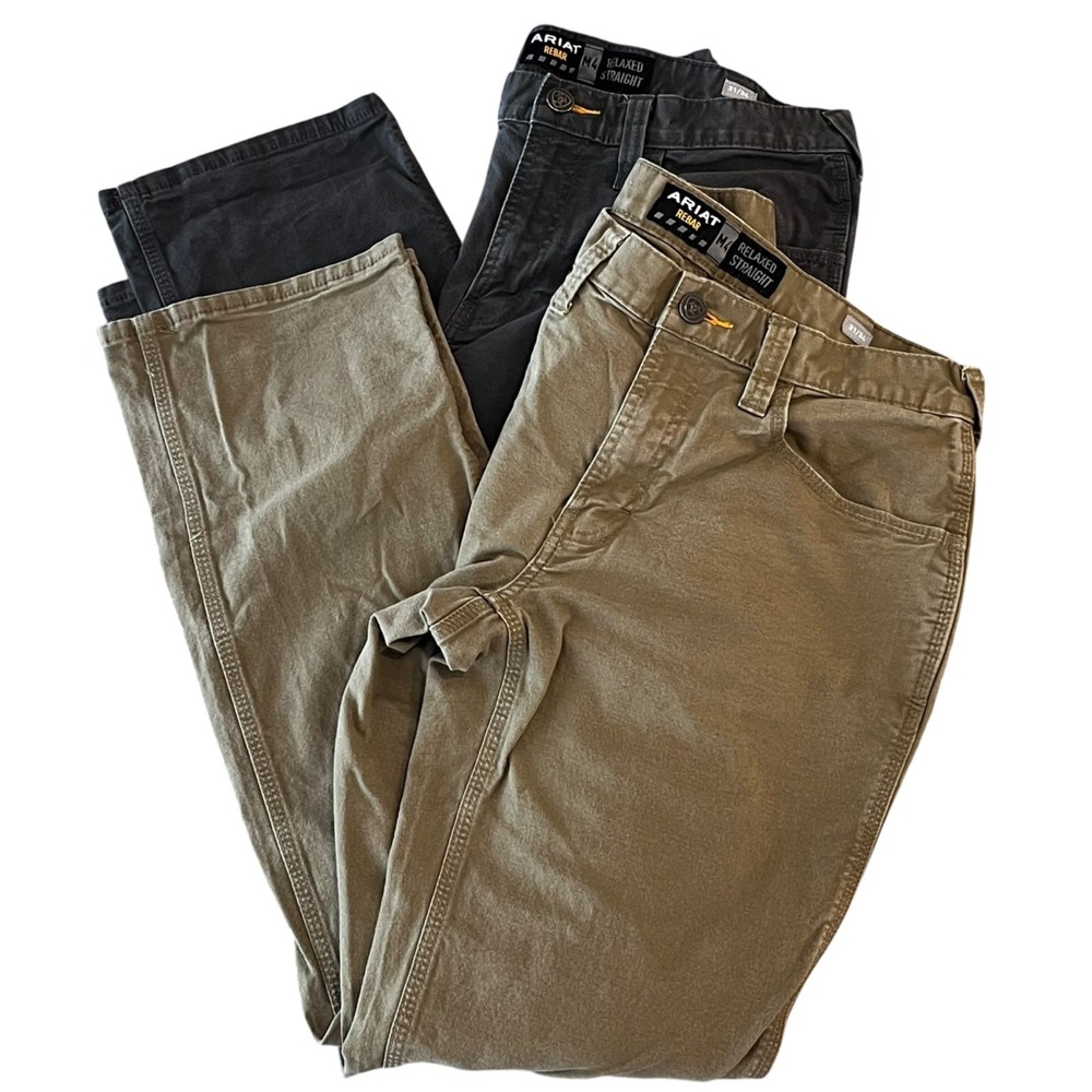 Lot of 2 Ariat Rebar M4 Pants Mens 31x34 (31x32) Gray Brownish